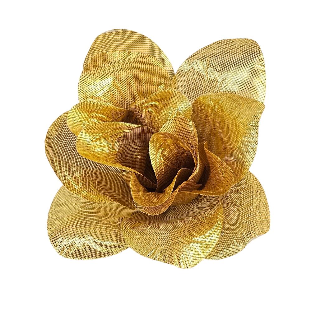 Gold Metallic Artificial Rose Heads 3" Silk Flower Wedding Craft Decor Lot of 22